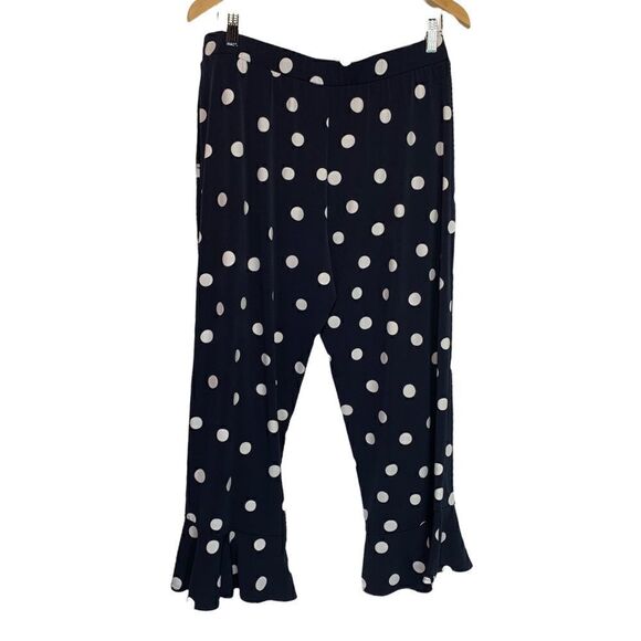 SUSAN Graver Navy Polka Dot Ruffled Petite Pants - Picture 2 of 8